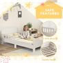 Toddler Bed, Kids Bed Frame with Safety Side Rails, Kids Bedroom Furniture for Ages 3-8 Years, White Image 4