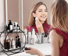 Skincare Storage Organiser for Dressing Table, Perfume Storage Holder Acrylic Display Stand, Cosmetics Toiletries Organizer for Bathroom