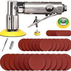 Mini Air Sander, SPTA 25mm/50mm/80mm mini air Grinder Sets, Random Air Orbital Sander Car Polisher Sets, with 36 Mixed Grit Sanding Disc Pads 3 Backing Plate for Sanding and Polishing-ASOSS3SET