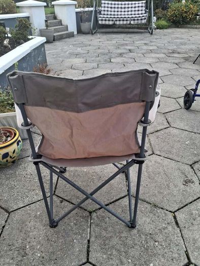 Folding Camping Chair with Cup Holder - Grey