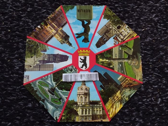 German Postcards : Grub aus Berlin - Octagonal Multi-view Postcard and Envelope