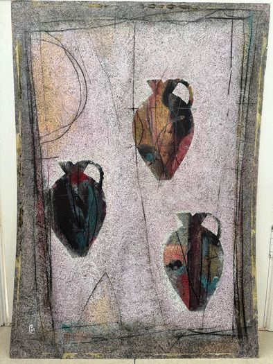 Derek Menary, b.1943. Original Mixed Media on Paper, 2004. Vessel Composition