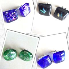 Handmade Glass Fused Cufflinks - FREE DELIVERY - Choose Colour