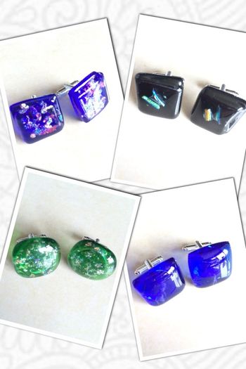 Handmade Glass Fused Cufflinks - FREE DELIVERY - Choose Colour