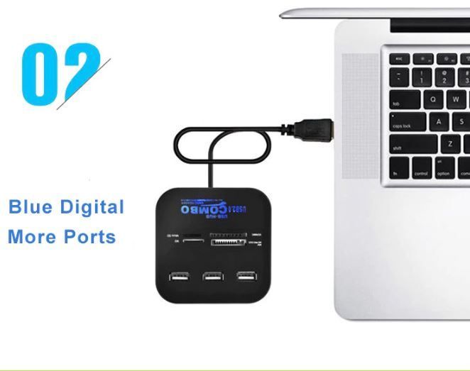 Usb Hub 2.0 3 Ports Tf Micro Sd Card Reader Slot Usb Multi Usb Splitter Cables Ft For Laptop And Macbook