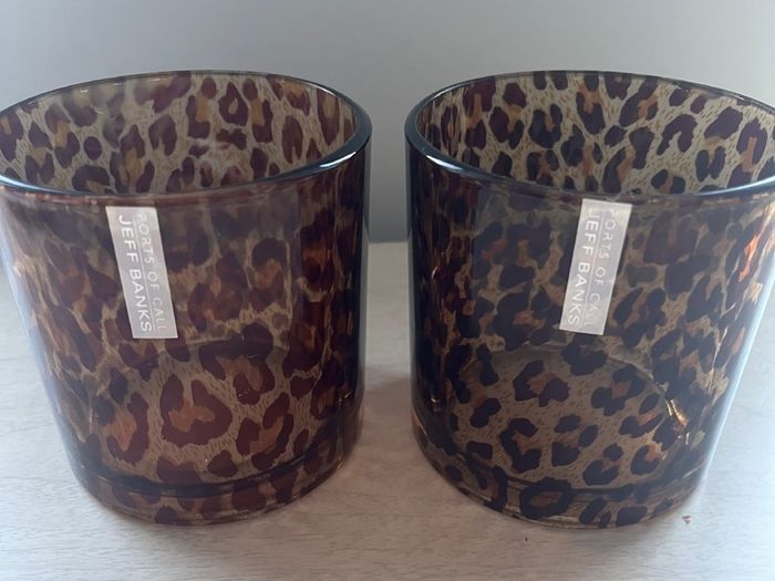 2 Jeff Banks Leopard Print T-Light Holders