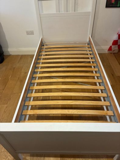IKEA Hemnes single bed in white.