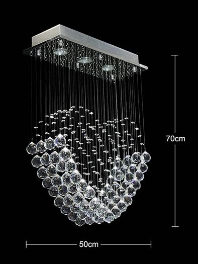 Heart Shape Crystal Chandelier, Modern Crystal Romantic LED Ceiling Lights Fixture, Rectangle Flush Mount Pendant Lamp for Living Room, Bedroom, Dining Room, Hallway, L50cm W20cm H70cm (FREE POSTAGE)
