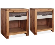 Bedside Tables 2 pcs Solid Acacia Wood 40x30x48 cm