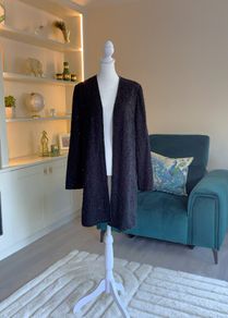Elegant Black Sequins long Blazer. Size Medium UK 10-12 / EU 38-40