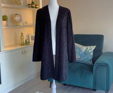 Elegant Black Sequins long Blazer. Size Medium UK 10-12 / EU 38-40