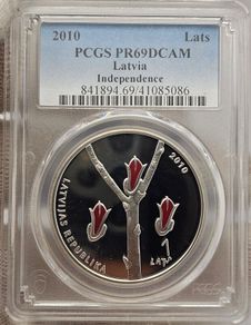 Latvia 2010 Silver Proof 1 Lats PCGS PR69DCAM