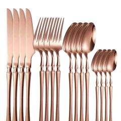 16pcs Stainless Steel Cutlery Set, Color ROSE GOLD Dinner Knife & Fork & Spoon Set never used