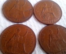 English Pennies 1960's.