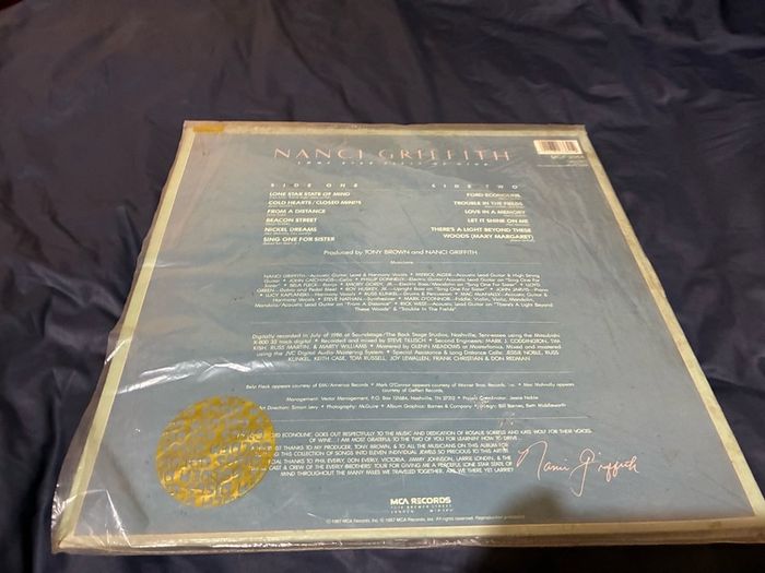 A Nanci Griffith record collection.