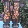 Stunning Pair Of Hand Painted Art Nouveau Hardwood  Candlesticks 12" Image 4