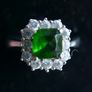 Vintage  Square Emerald and Sterling Silver 925 hallmarked  Ring  Band size N1/2 - 4,2g Image 5