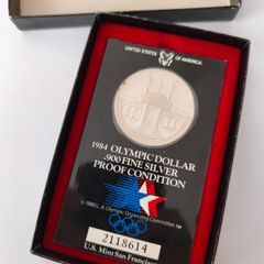 1984 Olympic Dollar Proof Fine Silver Coin UNC
