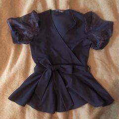 Quiz peplum top size 10 puff sleeves