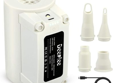 Electric Pump Rechargeable Air Pump Quick-Fill Electric Inflator for Paddling Pool Air bed Inflatables, Inflator Deflator 2-in-1 for Indoor Outdoor Camping