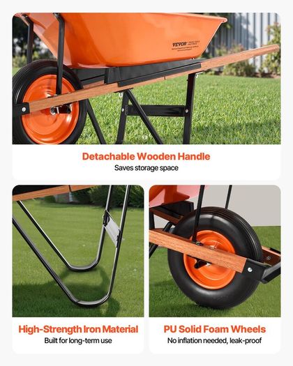 Garden Wheelbarrow Cart 5 Cu Ft One Wheel
