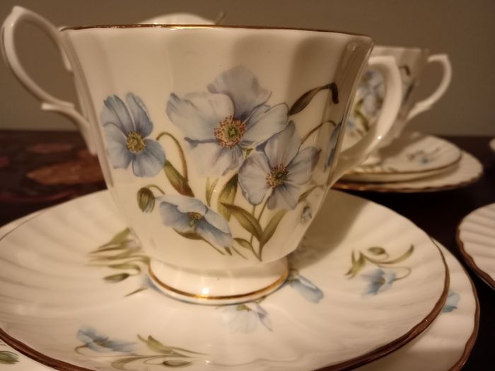 Rare Vintage Duchess, Blue Floral Coffee Set.Fine Bone China,England.