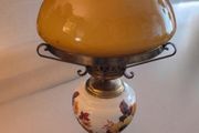 Vintage Amber Glass Hurricane Table Lamp