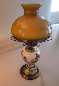 Vintage Amber Glass Hurricane Table Lamp