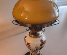 Vintage Amber Glass Hurricane Table Lamp