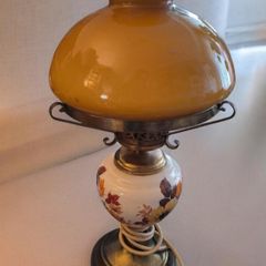 Vintage Amber Glass Hurricane Table Lamp