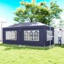 Folding Pavilion 6 x 3m, Removable Side Walls, Large Windows, Zipper Doors, Steel Frame, Blue Image 2