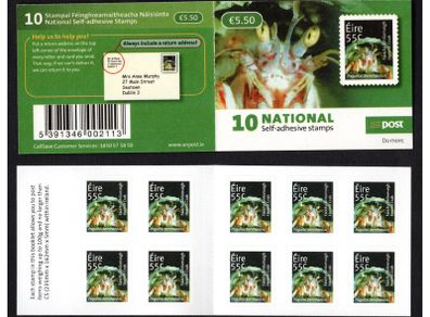 2011 Ireland Hermit Crab Self-adhesive Stamp Booklet Mint Never Hinged