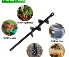 Garden Auger Spiral Drill Bit With 3/8" Hex Drive Drill Planting Hole Digger Tool Loose Soil Drill Bit Accessories