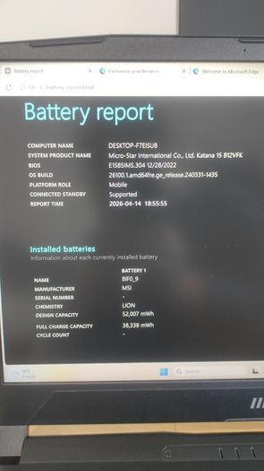 Msi Katana 15 B12vfk I5-12450h , Rtx 4060 , 16gb , 512gb