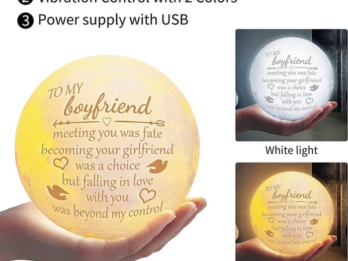 Valentines Day Boyfriend Gifts-Engraved Moon Lamp Gifts for Boyfriends 3D Printing Touch Control with Solid Wood Scaffold Boyfriend Birthday gifts Anniversary Wedding for Boyfriend MULTIPLE STYLES AVAILABLE, SEE PHOTOS (FREE POSTAGE)
