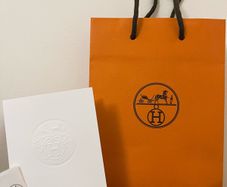Hermes gift bag with card and sticker