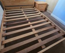 Double Wooden Bed and Drawer