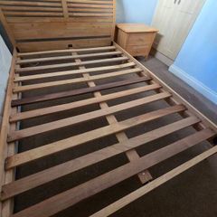 Double Wooden Bed and Drawer