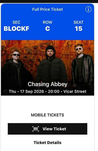 2 chasing Abbey Tickets for Sale for Thursday 17th September balcony seats .