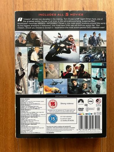 Mission Impossible DVD Box set movies 1-5 Tom cruise