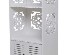 Bathroom Storage Cabinet Floor Standing Waterproof Organizer Rack Book Shelf White Robust Bathroom Furniture for Living Room Bedroom, Kitchen Hallway Silm Tall Cupboard Home Store-H80 xW30x D22cm (FREE POSTAGE)