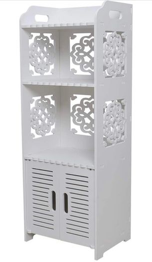 Bathroom Storage Cabinet Floor Standing Waterproof Organizer Rack Book Shelf White Robust Bathroom Furniture for Living Room Bedroom, Kitchen Hallway Silm Tall Cupboard Home Store-H80 xW30x D22cm (FREE POSTAGE)