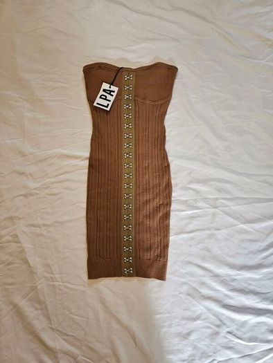 LPA Revolve Brown Tube Strapless Dress