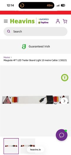 trailer board with lights 6m cable