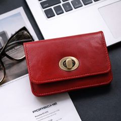 Handcrafted Red Leather Women Wallet Compact Mini Purse for Pocket & Handbag