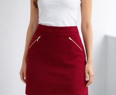 Beautiful Soft Dark Red Mini Skirt: Size 10 - lovely for Christmas, work or play