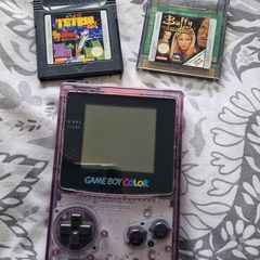 GameBoy Colour Translucent Purple with 2 games