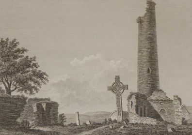 1797 Antique Print Monasterboise Church and Tower Louth
