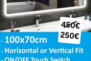 LED Bathroom Mirror 100x70cm Bluetooth Antifog Makeup Vanity Demister Speakers Dual Led Memory Function