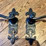 Antique Black Fleur-de-Lys Door Handles Image 4